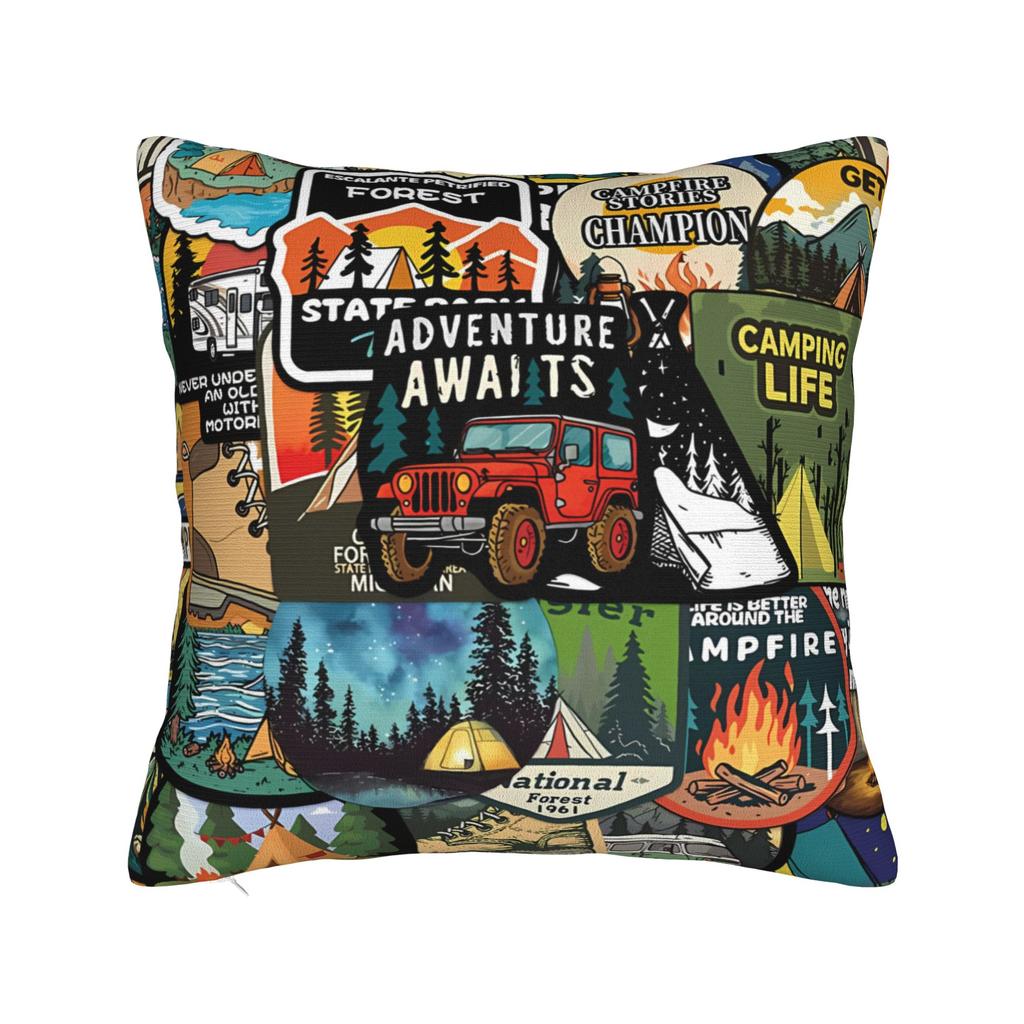 Camping Adventure Pillow Case  Soft Pillow Cover Cute Funny Pillowcases For Chair Sofa Home Decor