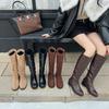 French Retro Flat Boots Women's Autumn and Winter Simple Versatile Knight Boots Long Boots Spring and Autumn Single Boots