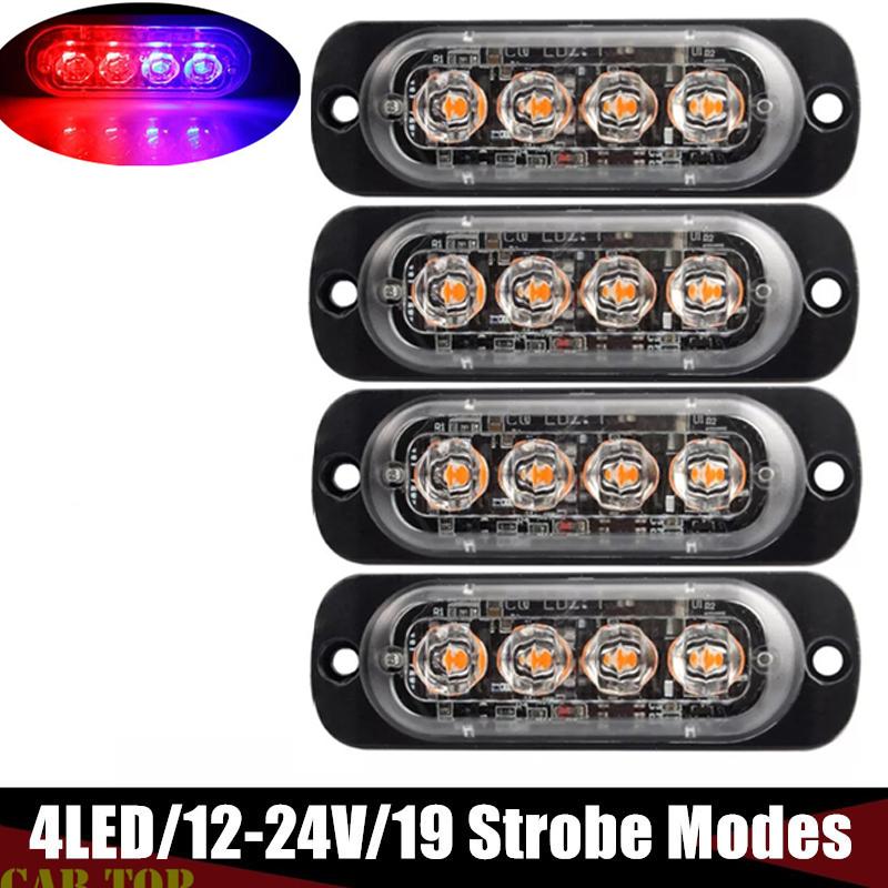 4X4LED Car Strobe Warning Light Grill Flashing Breakdown Emergency Light Car Truck Trailer Beacon Lamp Led Side Light for Car