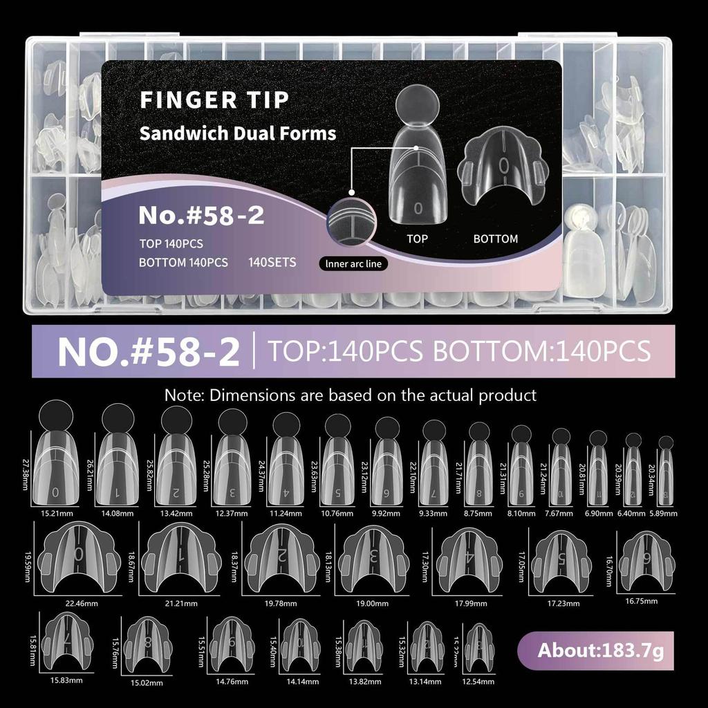 French Manicure Extension Mold Frosted Inner Layer/glossy Outer Layer Paint-free Snap-on Design Built-in C-shaped Curve Professional Nail Shaping Tool