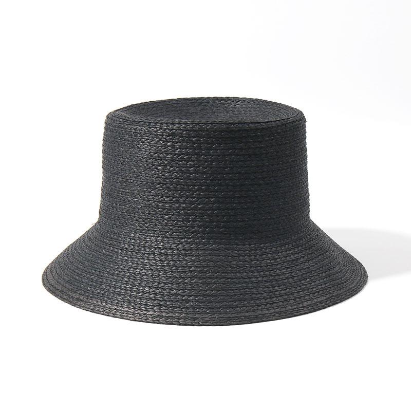 European and American New Flat Top Bucket Hat Imitation Raffia Sun Hat Women's Sun Hat Foldable Straw Hat
