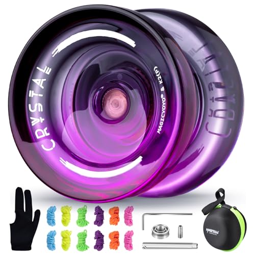 

MAGICYOYO K2 Crystal Professional Responsive Yo-Yo for Kids and Beginners, Extra Unresponsive Yo-Yo Bearings, Professional Plastic Trick Yo-Yo for Adu
