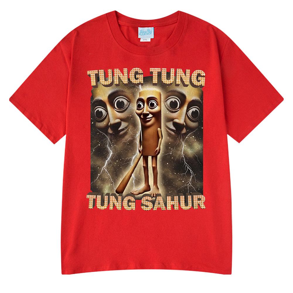Tung Tung Tung Sahur Vtipné Meme Tričko s Baseballovou Pálkou Pánské Oblečení Módní Humor Styl Trička Unisex Letní O-výstřih Topy Tričko