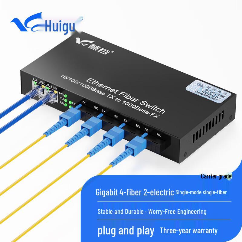 HuiGu Gigabit Fiber Optic Switch with Transceiver Set