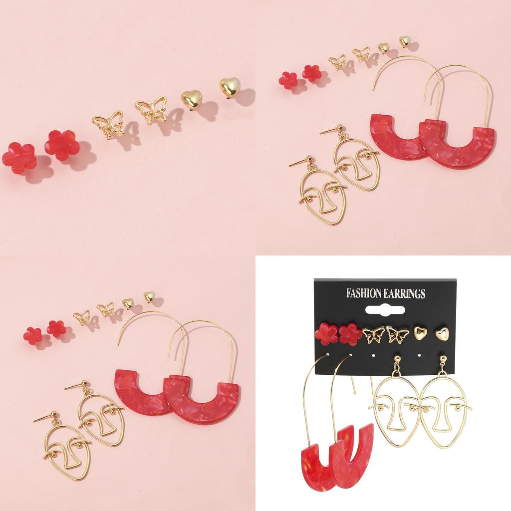 Beautiful Alloy Cartoon Character Earrings Multiple Pairs On Card Independent Packaging