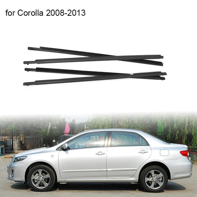 Chrome/Black 4Pcs Window Rubber Trim For Toyota Corolla 2008-2013 Weatherstrip Seal Strips Door Moulding Trim Glass 7573012300