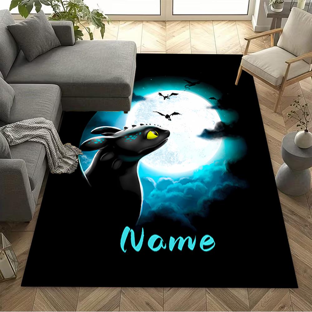 Dragon Moonlit Night Customize Text Carpet Suitable for Entryway Outdoor Playrooms Decorate room Antislip Carpet Decorate Offices