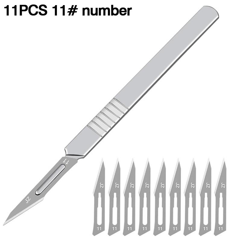 Carbon Steel Carving Metal Scalpel Knife Handle Blades Number 11 23 Surgical Medical Practicing Cutting Sculpting Repairing Tool