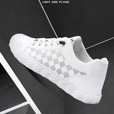 Men Fashion  Casual Breathable Shoe with Heel Business Plaid Shoe Male Men Sports Leather Shoes