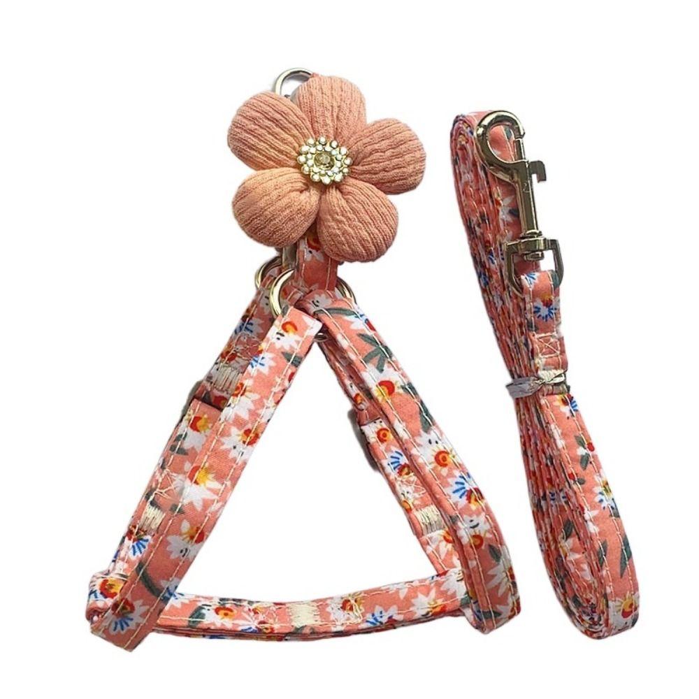 

Универсальная дышащая шлейка для питомца, поводок жилетного типа, ошейник-поводок для собаки, шлейка для питомца pink-M-water diamond flower