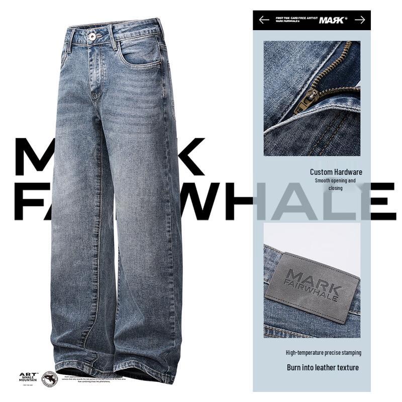 MARK FAIRWHALE Men s Washed Loose Straight Leg Jeans 29