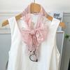 Super fairy retro lace long small silk scarf women's versatile thin small scarf headband streamer