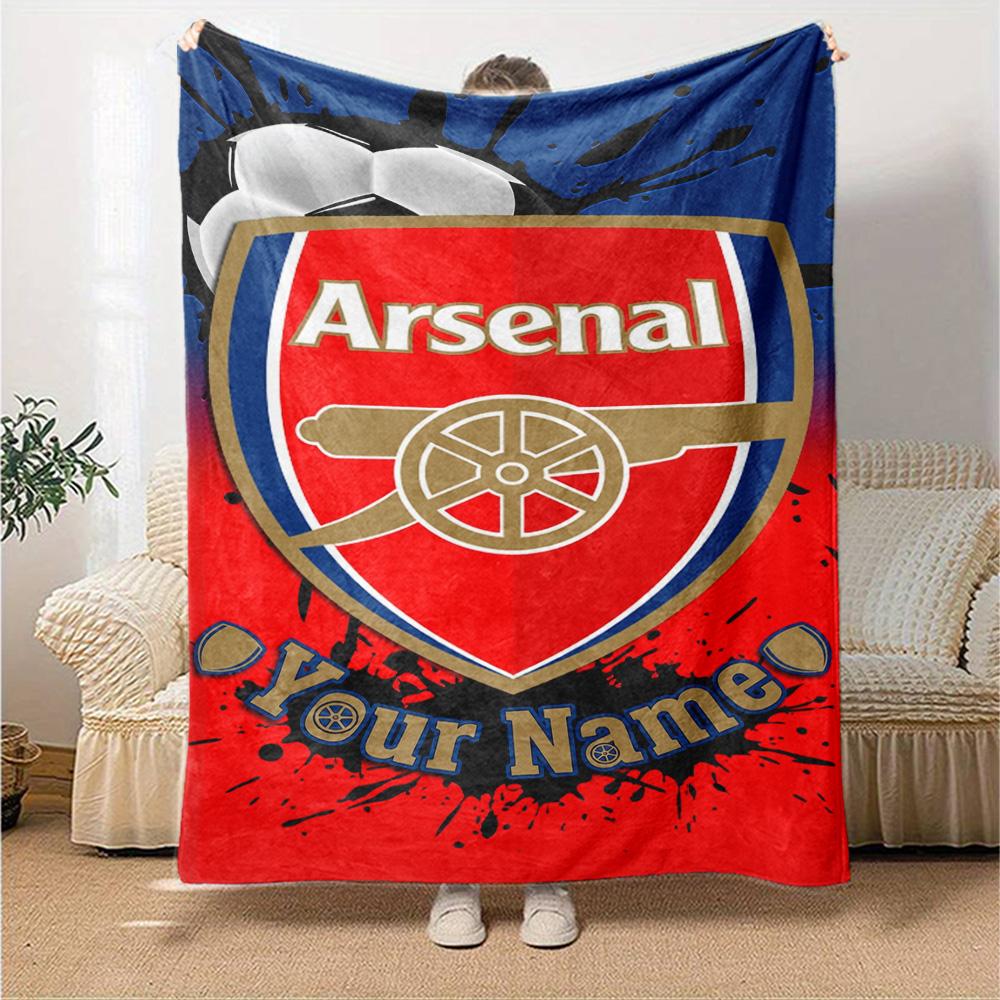 Arsenal Football Player Customize Text Blanket Gift Customizable Blanket Comfortable Perfect for Home Decor Seaside Living Room Picnics