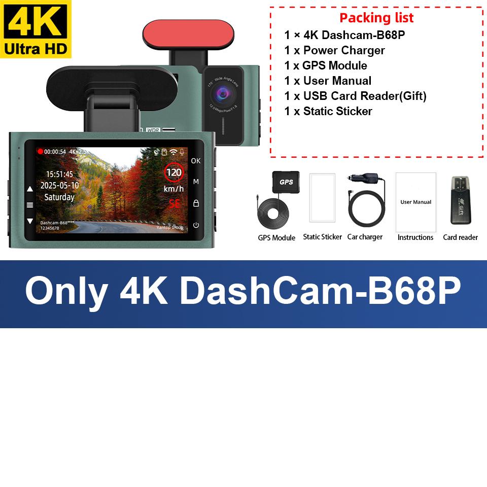 Dash Cam 4K Ultra High Definition Support Speed Real Display Loop Recording Optional 2.5K Rear Camera Driving Recorder