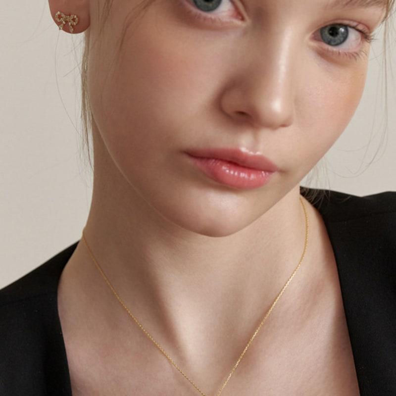 Tatiana (925 Silver) Cubic Ring Ribbon Necklace NZ2176