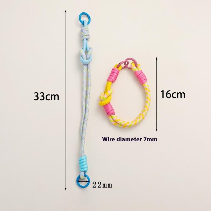 1Pcs Double Knot Hand Woven Rope Keychain Hanging Chain Ring Cord Phone Lanyard Anti-Loss Rope Keyring Wrist Strap