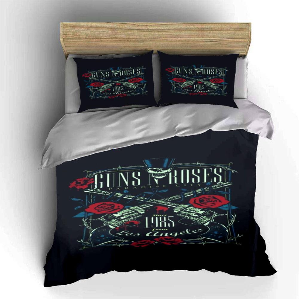 Skull, roses, guns, text. Bedding sets Duvet cover sets Duvet covers Pillowcases(1*Duvet Cover 2*Pillowcases without duvet insert)
