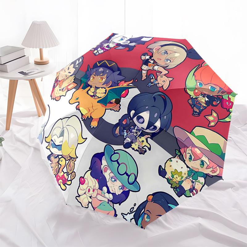 1pc Outdoor Umbrella with Pokémon Characters - Automatic Opening/Closing, Portable 3-Fold Design, 8-Rib Iron Frame - Perfect Gift for Fans, Trave