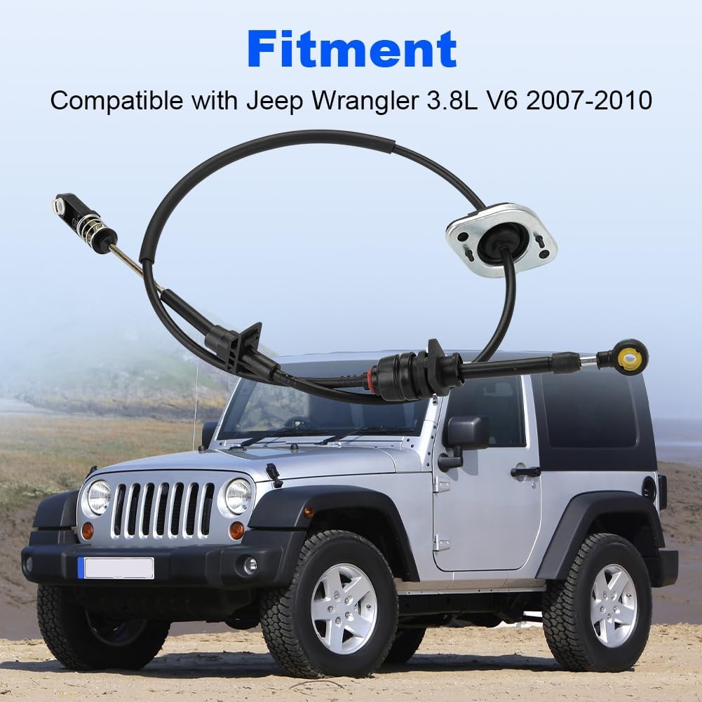 Automatic Transmission Shift Cable Compatible with Jeep Wrangler 3.8L V6 2007-2010 Replacement for 52060164AD 52060164AB 52060164AC 905-603 Shifter