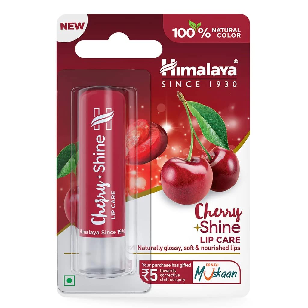 Himalaya Cherry Shine Lip Care 4.5g Natural Glossy Lip Balm With Sweet Cherry Oil For Soft Supple Lips