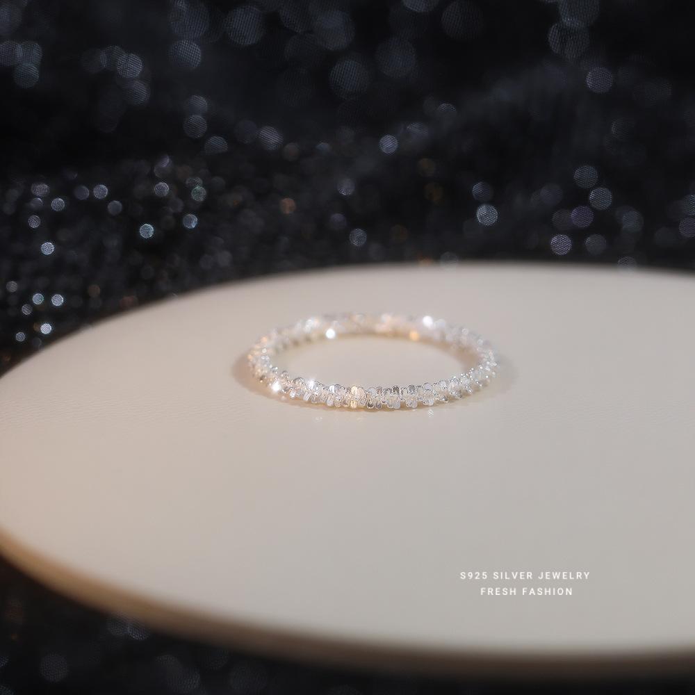 

925 Sterling Silver Sparkling Stackable Link Chain Finger Ring Trendy Party Women Girls Fine Daily Wear Jewelry 8 срібний