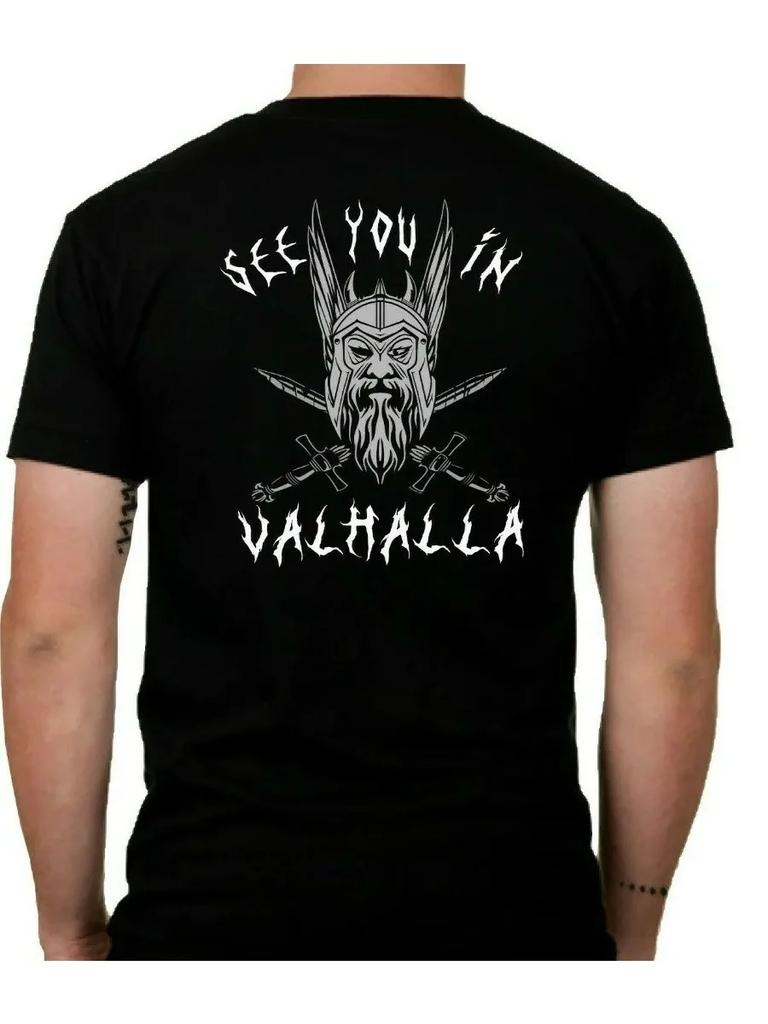 Ci vediamo nel Valhalla. T-shirt Runica Valknut Nordica 100% Cotone Girocollo Manica Corta Casual da Uomo Taglia S-3XL