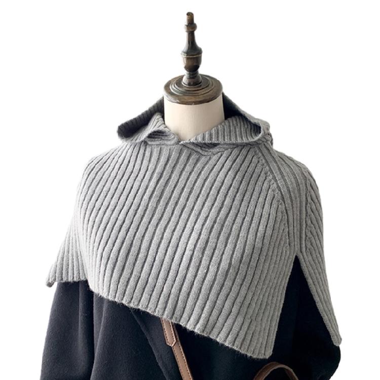 Knit Scarf Cap for Women Solid Color Hooded Shawl Winter Windproof Neckwrap Hat