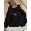 Creative Blue Bow Fresh Style Printed Hoodie for Women In Autumn and Winter Long Sleeved Hoodie for Women's Clothing