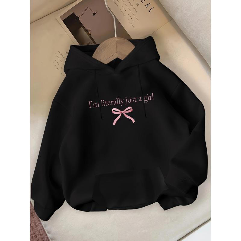 Creative Blue Bow Fresh Style Printed Hoodie for Women In Autumn and Winter Long Sleeved Hoodie for Women's Clothing