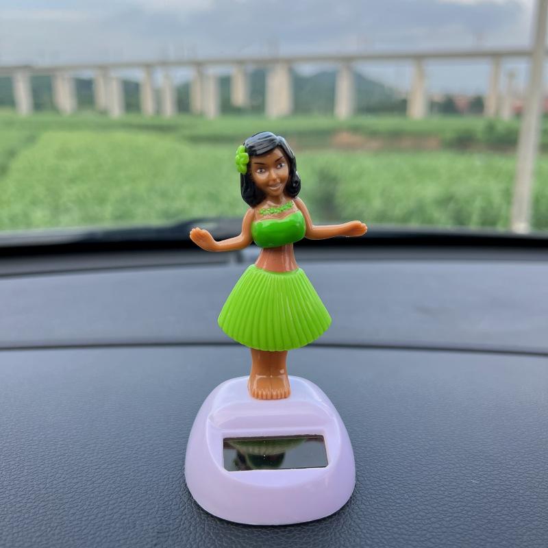 Solar Automatic Swing Dancing Doll Ornaments Car Supplies Figurines Miniature Girl Car Creative Ornaments Car Home Decoration