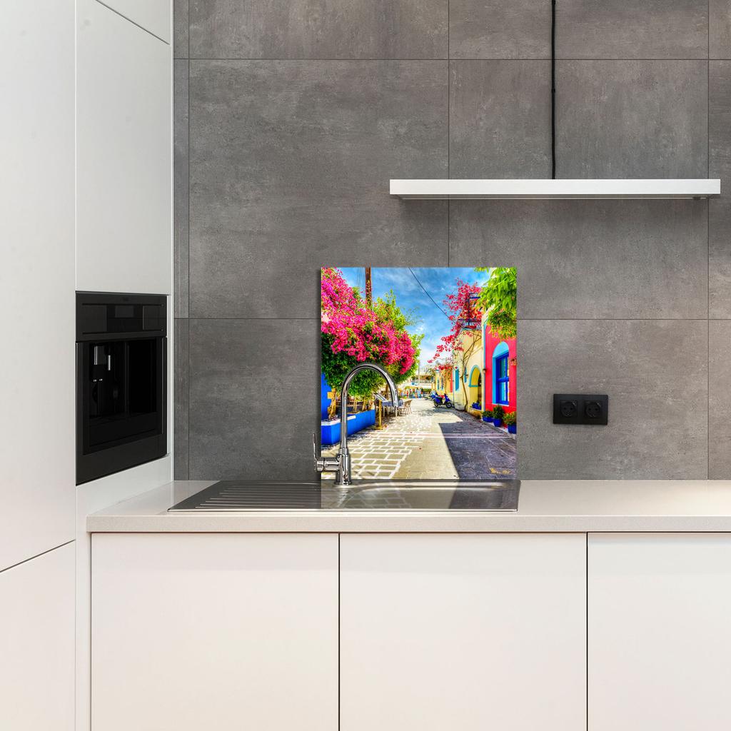 PANEL SZKLANY DO KUCHNI 60x65 Uliczka