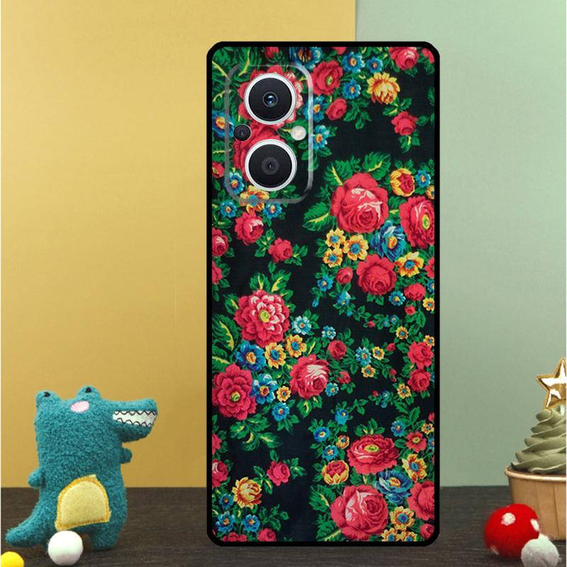 Russian Scarf Floral Case For OPPO Reno 15F 13F 14F 12 11 F 10 14 15 Pro 7 8 Lite OPPO Find X9 X8 X6 X5 Pro Cover