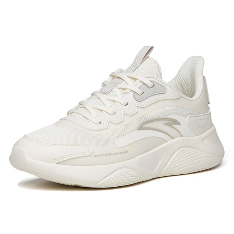 Anta Lingyun Cushioning Slip Resistant Abrasion Resistant Breathable Low Top Sprint Running Shoes Women's White Gray Sneakers 922355540-3