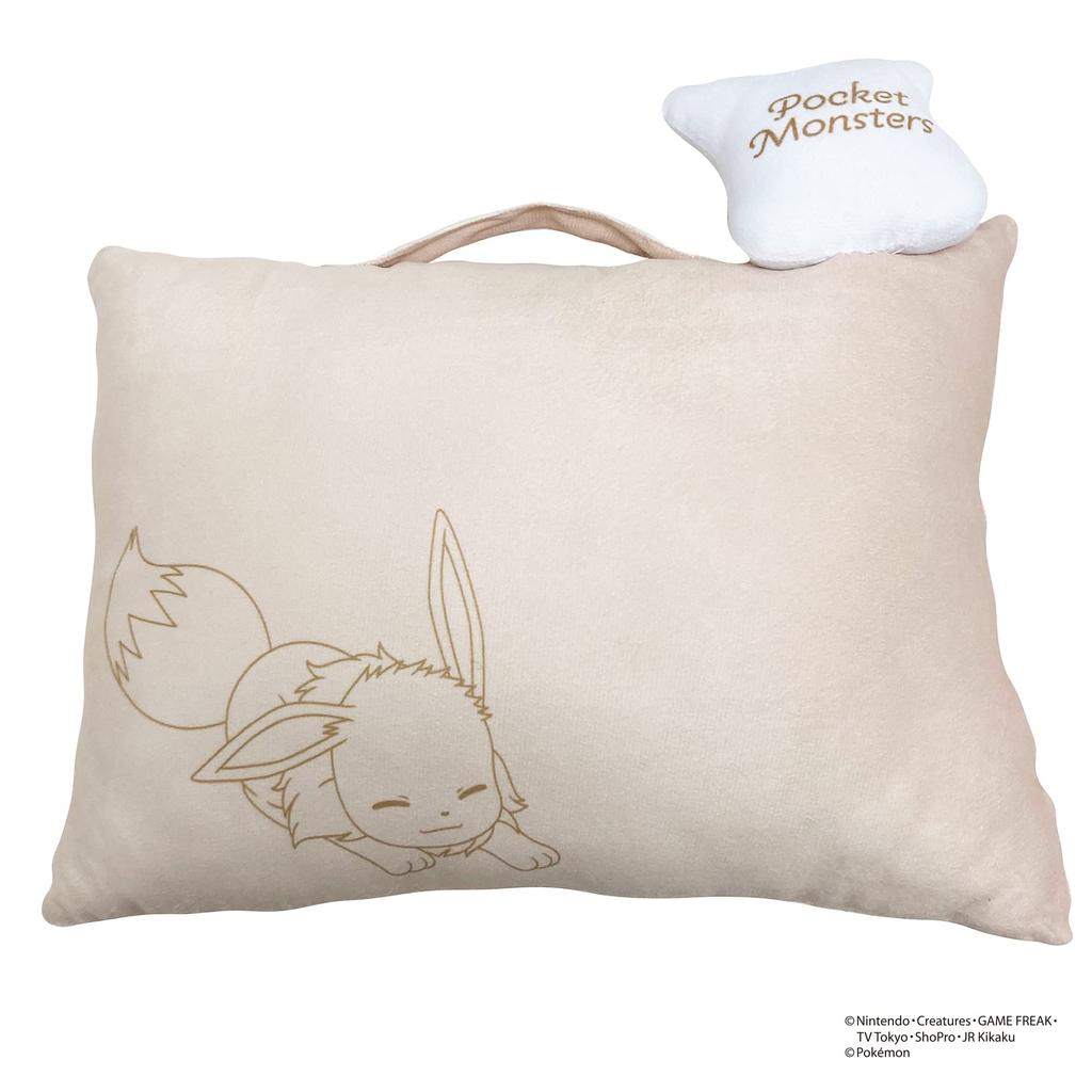 MORIPiLO Pokemon Eevee Body Pillow with Compact Plush Nap Character Pillow by Morishita (Mascot Pillow) Handle, Cushion, Toy, Pillow, 28x39x9cm,
