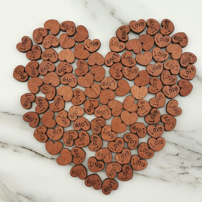(100pcs/pack) Heart-shaped Wood Colour Buttons Handwork Sewing Scrapbook Clothing Crafts Accessories Home Decoration