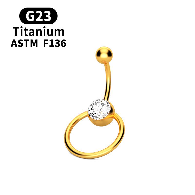 G23 Titanium Diamond Navel Ring - Captive Ball Belly Button Piercing 2023 New Titanium Alloy.