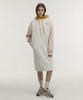 BETWEEN A AND B Hooded Long Jersey Fleece-Lined Dress [Light Gray]