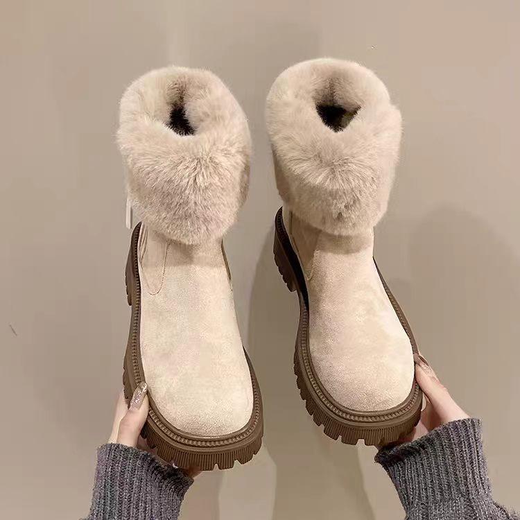 TUINANLE Snow Boots Women Winter Ankle Boots Beige Shoes Plus Size 36-42 Keep Warm Short Boots