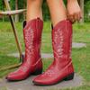 Damen Stiefel für extra weite Waden Größe 12 Damen Mode und vielseitige Westernstiefel Damen Retro Langstiefel Botas Para Mujer