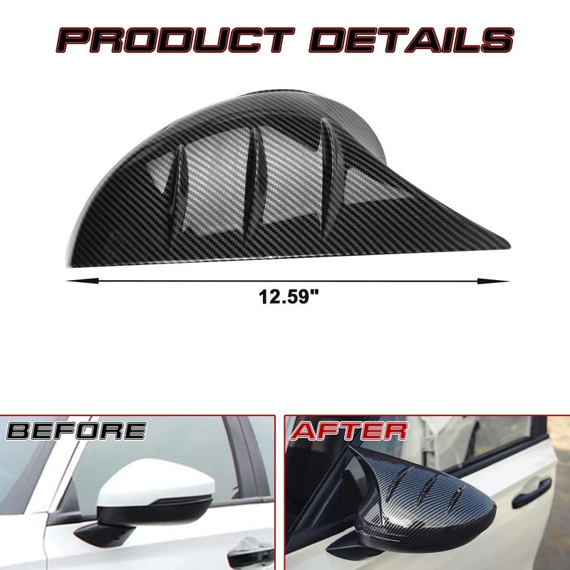 2pcs Carbon Fiber Pattern Rearview Side Mirror Cover Cap Cover Protector Molding Trims Decoration For Honda Civic 11th Gen 2022