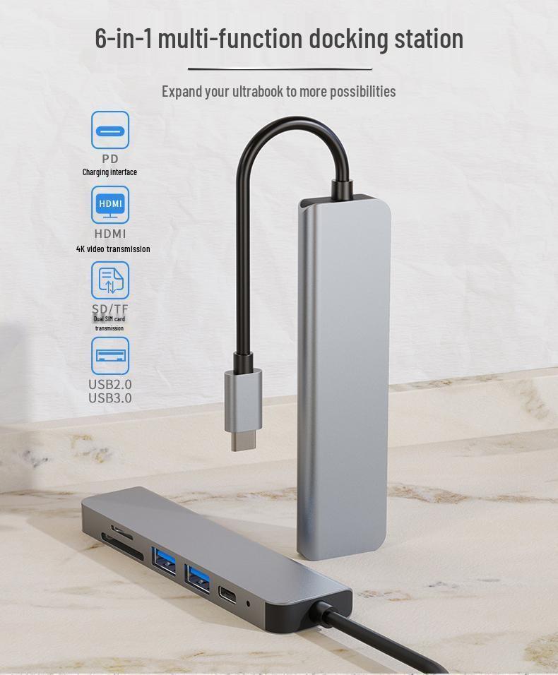 Cross-Border 5-in-1 Type-C to HDMI 4K Docking Station with USB 3.0 Extender Hub