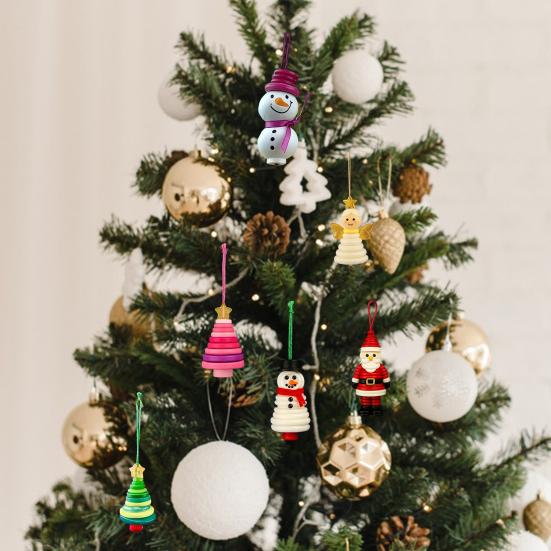 Yousheng DIY Button Christmas Ornament Kit Stacked Colorful Buttons Christmas Snowman/Santa/Angel/Tree Craft Making Set for Holiday Decor