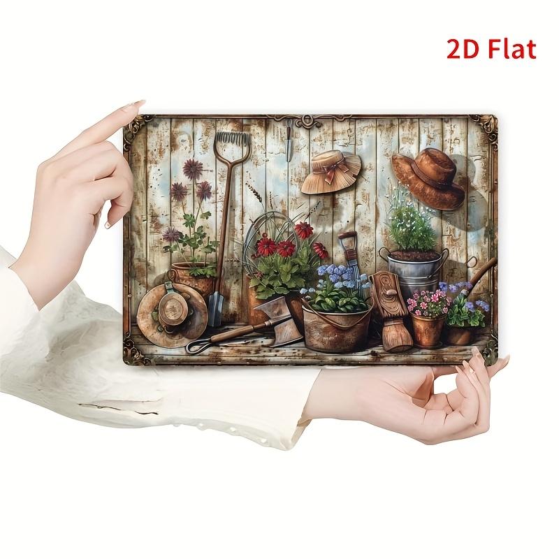 D Flat D Flat pc Floral Art Vintage Metal Tin Sign Indoor Outdoor Decorative Hanging Tin Painting Wall Room Residential Be