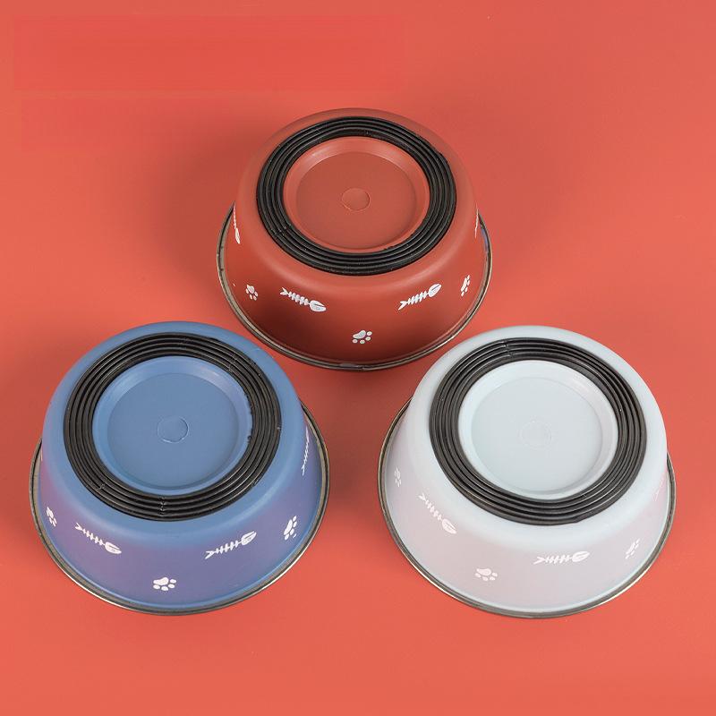New Double-layer Thickened Suction Cup Dog Bowl Non-slip Pet Bowl Stainless Steel Dog Bowl Cat Bowl