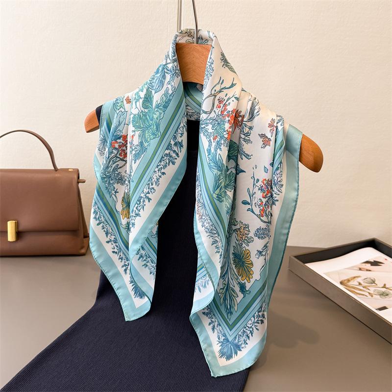 New Paisley Print Silk Scarf For Women Square Hijab Soft Neck Tie Female Fashion Decoration Silk Headscarf 70*70Cm Kerchief