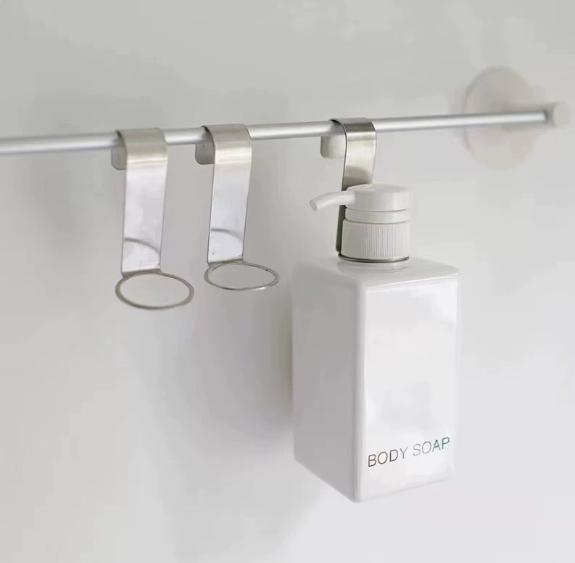 3 Sizes Optional No-Drill Round Bathroom Hooks, Shampoo Replacement Bottle Storage Holder Rings, Hanging Hooks, Organizer