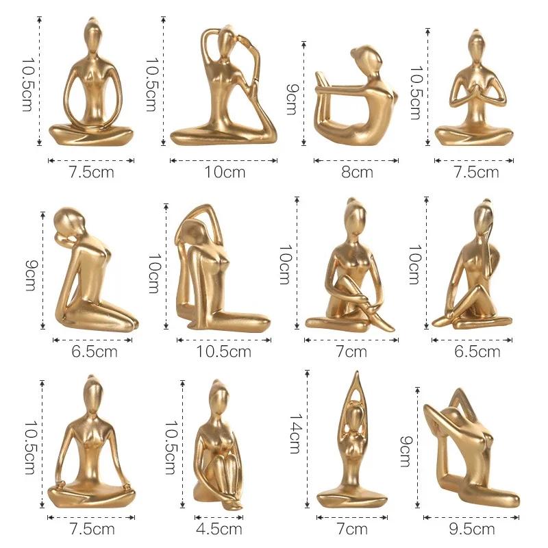 10cm Abstract Art Resin 12 Styles Yoga Poses Figurine Porcelain Lady Statue Home Studio Decor Ornament New Room Decoration