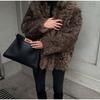 Cappotto da donna in pelliccia sintetica con pieghe tinta unita, manica lunga, tasca, cardigan, scollo a V, giacca da donna, invernale, casual, moda, capispalla, taglie forti