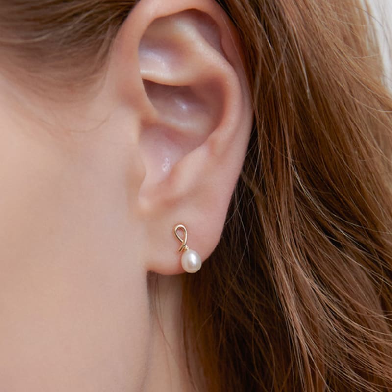GETMEBLING [14K Gold]Twist Pearl Drop Earring