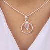 Pink Cat's Eye Gemstone 925 Sterling Silver Jewelry Handmade Pink Stone Pendant 1.2" For Her PP-68-37